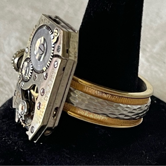 Watch Ring By Rewind stainless steel band watch Ruby steampunk burning man - Picture 7 of 10